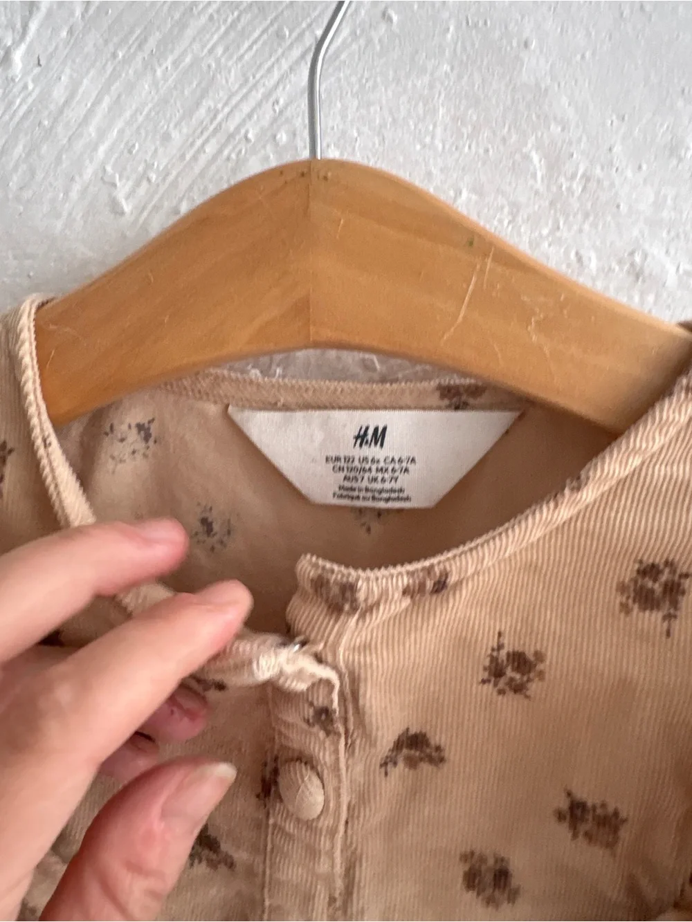 H&M corduroy style floral dress girls size 6x